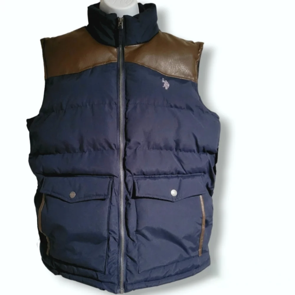 U.S. Polo Assn. Mens Puffer Vest Size S Womens M/L Unisex Puffer Vest Navy - Picture 4 of 13